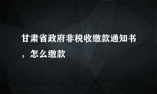 甘肃省政府非税收缴款通知书，怎么缴款