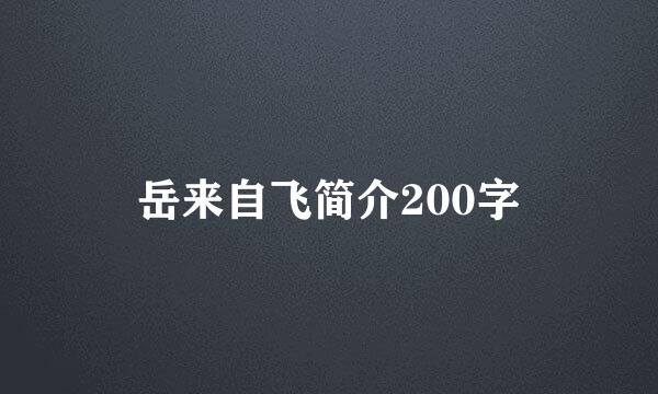 岳来自飞简介200字