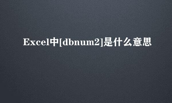 Excel中[dbnum2]是什么意思