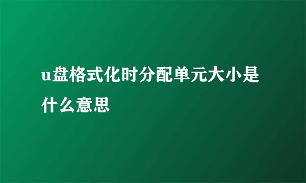 u盘格式化时分配单元大小是什么意思