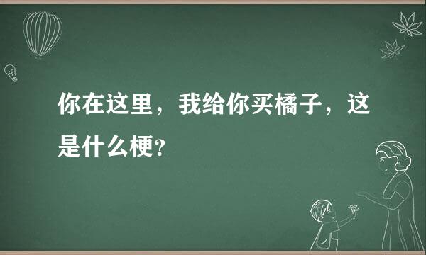 你在这里，我给你买橘子，这是什么梗？