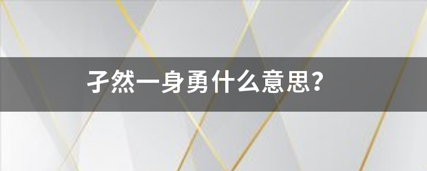 孑然一身勇什么意思？