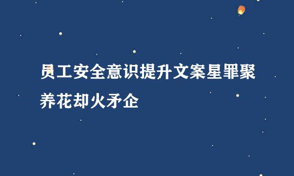 员工安全意识提升文案星罪聚养花却火矛企