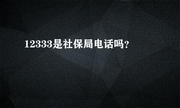 12333是社保局电话吗？