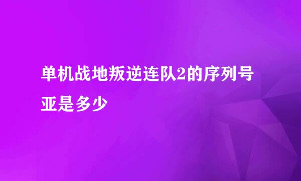 单机战地叛逆连队2的序列号亚是多少