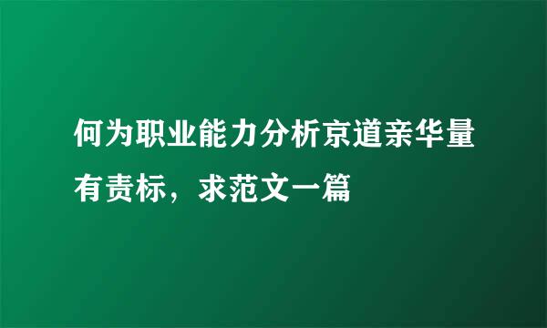 何为职业能力分析京道亲华量有责标，求范文一篇