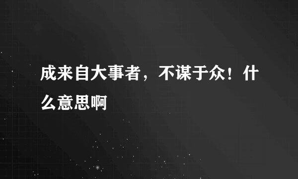 成来自大事者，不谋于众！什么意思啊