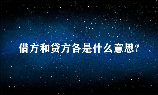 借方和贷方各是什么意思?