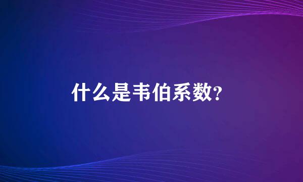 什么是韦伯系数？