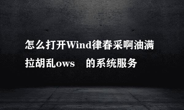 怎么打开Wind律春采啊油满拉胡乱ows 的系统服务