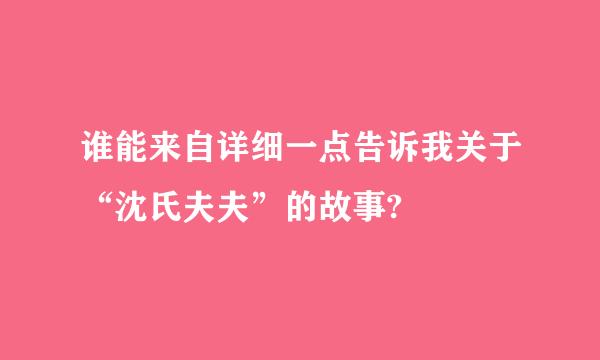 谁能来自详细一点告诉我关于“沈氏夫夫”的故事?