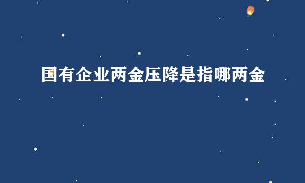 国有企业两金压降是指哪两金