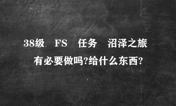 38级 FS 任务 沼泽之旅 有必要做吗?给什么东西?