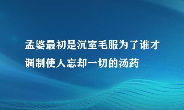 孟婆最初是沉室毛服为了谁才调制使人忘却一切的汤药