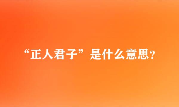 “正人君子”是什么意思？