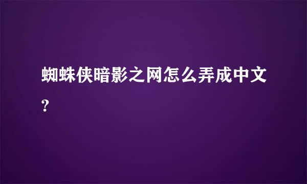 蜘蛛侠暗影之网怎么弄成中文?