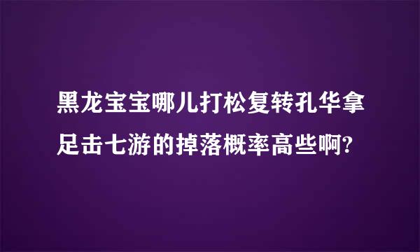 黑龙宝宝哪儿打松复转孔华拿足击七游的掉落概率高些啊?