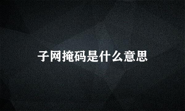 子网掩码是什么意思