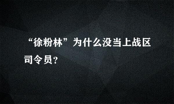 “徐粉林”为什么没当上战区司令员？