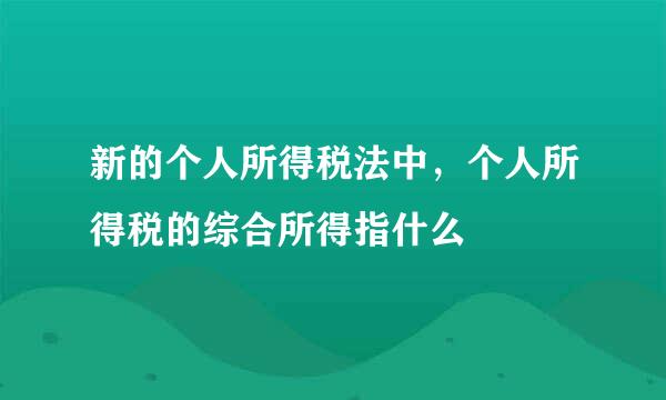 新的个人所得税法中，个人所得税的综合所得指什么