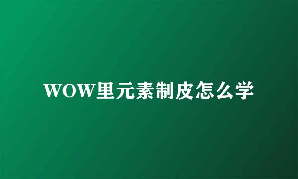 WOW里元素制皮怎么学