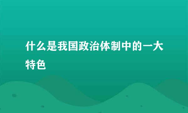 什么是我国政治体制中的一大特色