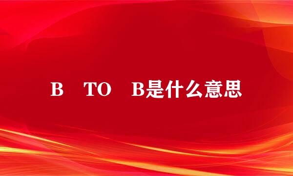 B TO B是什么意思