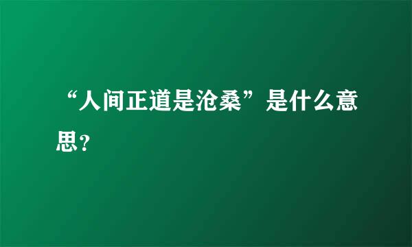 “人间正道是沧桑”是什么意思？