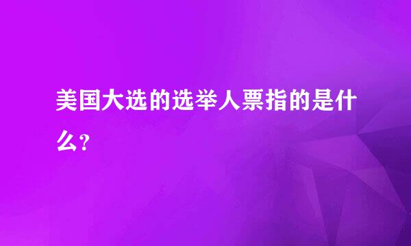 美国大选的选举人票指的是什么？