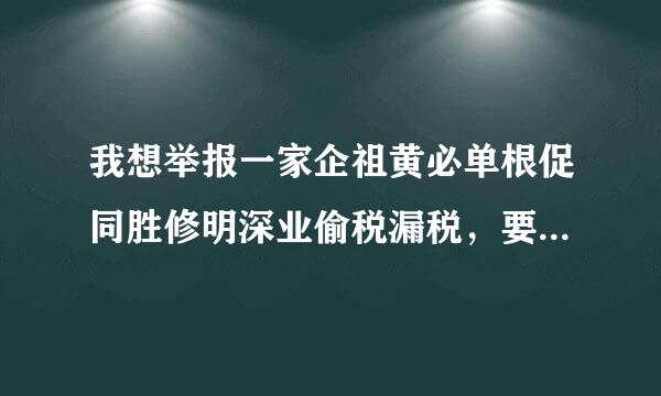 我想举报一家企祖黄必单根促同胜修明深业偷税漏税，要有哪些证据？