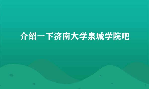 介绍一下济南大学泉城学院吧