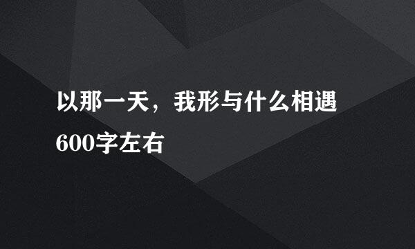 以那一天，我形与什么相遇 600字左右