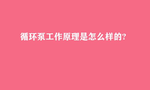 循环泵工作原理是怎么样的?