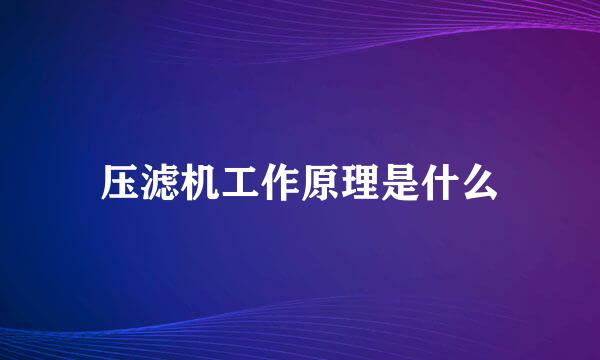 压滤机工作原理是什么