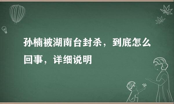 孙楠被湖南台封杀，到底怎么回事，详细说明