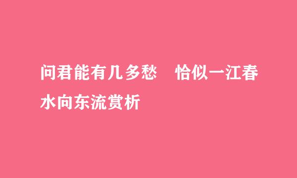 问君能有几多愁 恰似一江春水向东流赏析