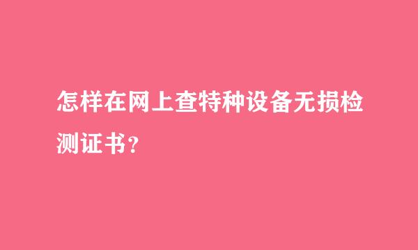 怎样在网上查特种设备无损检测证书？