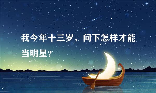 我今年十三岁，问下怎样才能当明星？