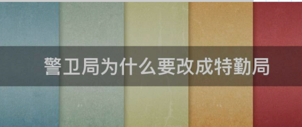 警卫局为什么要来自改成特勤局