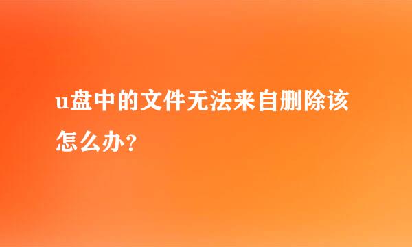 u盘中的文件无法来自删除该怎么办？