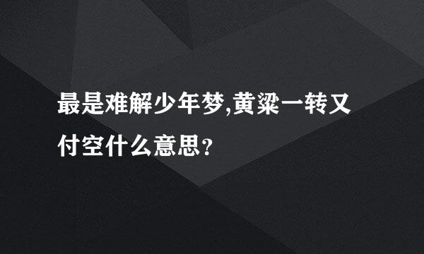 最是难解少年梦,黄粱一转又付空什么意思？