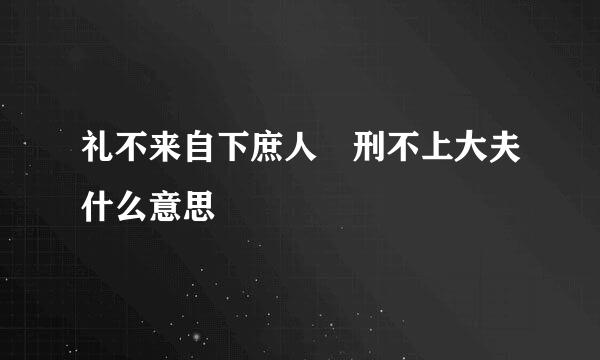 礼不来自下庶人 刑不上大夫什么意思