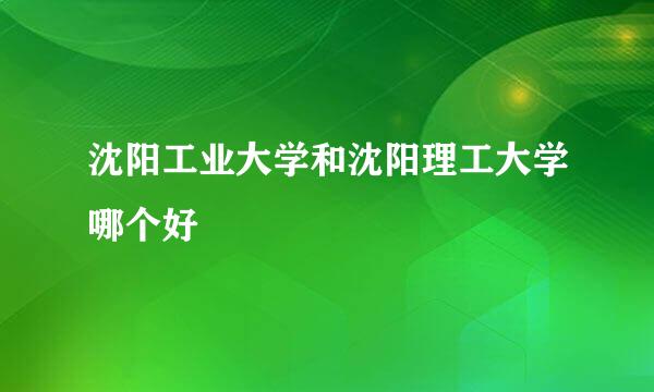 沈阳工业大学和沈阳理工大学哪个好