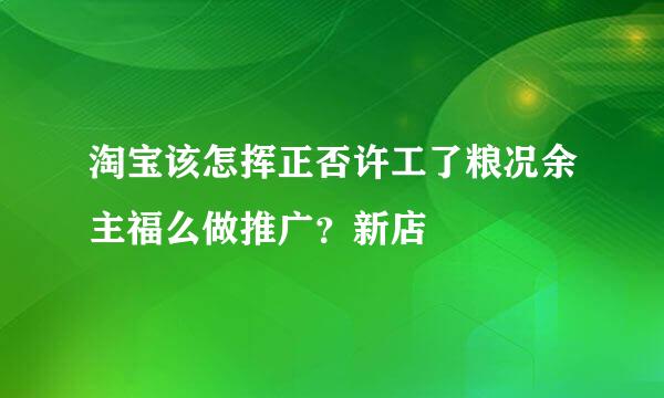 淘宝该怎挥正否许工了粮况余主福么做推广？新店