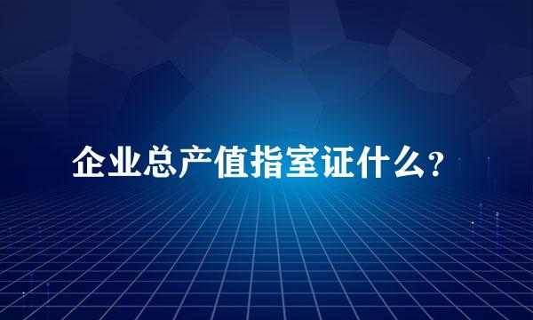 企业总产值指室证什么？