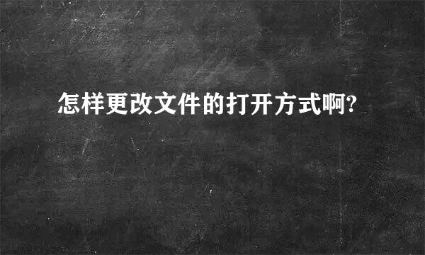 怎样更改文件的打开方式啊?