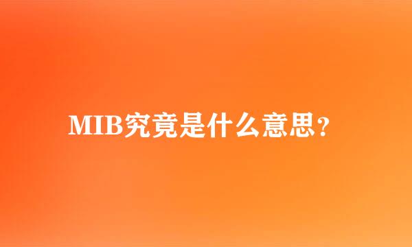 MIB究竟是什么意思？