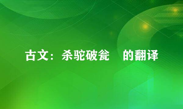 古文：杀驼破瓮 的翻译