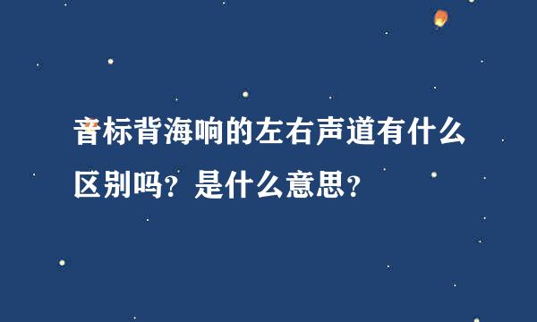 音标背海响的左右声道有什么区别吗？是什么意思？