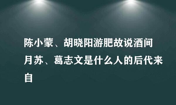 陈小蒙、胡晓阳游肥故说酒间月苏、葛志文是什么人的后代来自